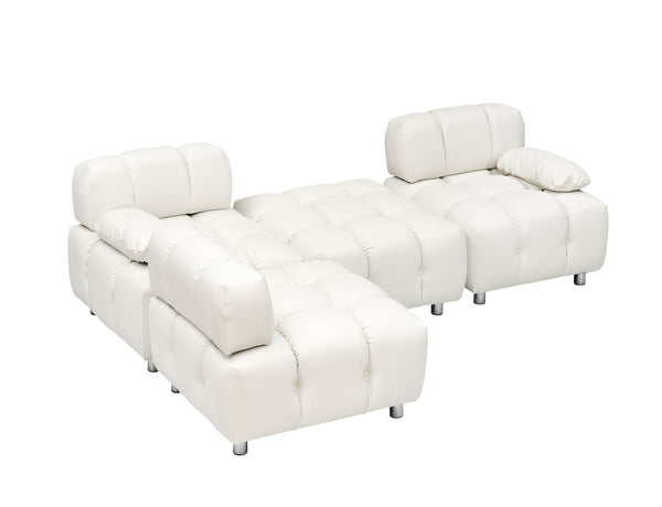 English Elm A 90.60-inch Leathaire Fabric White Sofa – Waterproof, Stain & Cat Scratch Resistant, Space-Saving Four-Seater W1658S00157