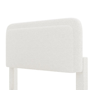 English Elm Boucle Cloud Upholstered Full Platform Bed with Adjustable Curved Headboard in White N733P439489K