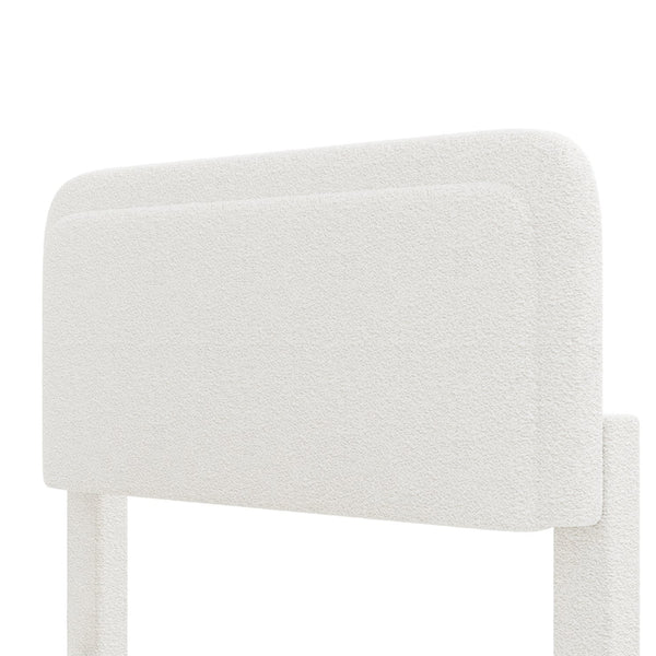 English Elm Boucle Cloud Upholstered Full Platform Bed with Adjustable Curved Headboard in White N733P439489K