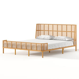 English Elm Christopher Knight Home® - California King Handcrafted PE Wicker Bed with Wingback Headboard, Metal Frame Support, Breathable Design N758P294474N