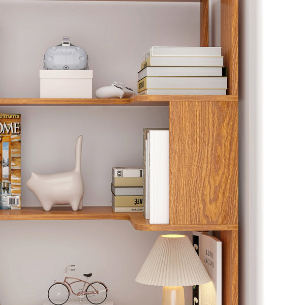 English Elm 90cm L-shaped Corner Bookcase Five Tier Mdf Open Shelving for Living Room W2899P444150