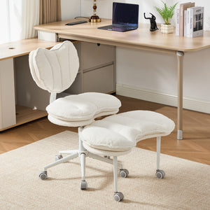 English Elm Artificial Rabbit Hair Cross Legged Desk Chair with Lumbar Support and Swivel Footrest W1143P402918