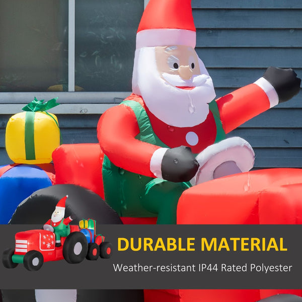 English Elm Outsunny 9Ft Inflatable Santa Claus With Colorful Gift Trailer – Bright Led Holiday Yard Decor! W2225P249949-GIGA