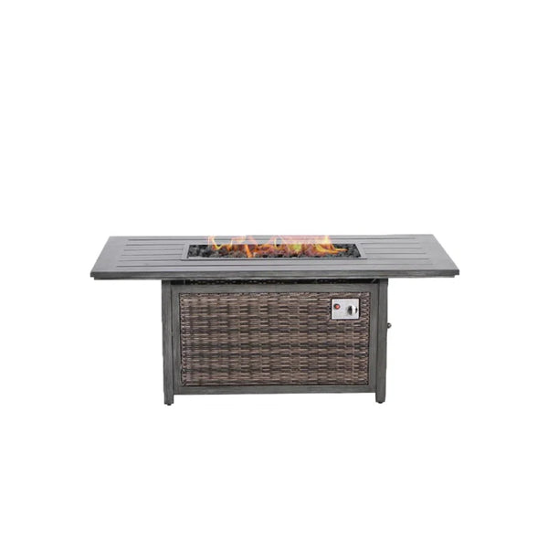 English Elm Fully Assembled 6-Piece Rattan Sectional Sofa Set With Fire Pit & Plush Cushions For Outdoor Comfort B120S00038