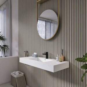 English Elm 47.2'' Wide Stone Resin Wall Mount Rectangular Basin Matte White Modern Bathroom Sink W1613P366783
