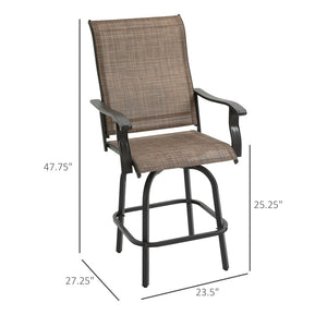 English Elm Outsunny Set Of 2 Stylish Swivel Bar Stools With Armrests For Outdoor Comfort & Durability, Brown W2225P174460-GIGA