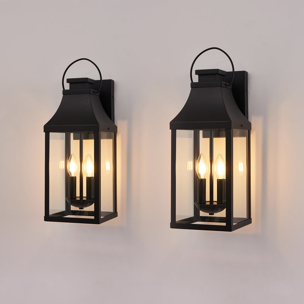 English Elm 20'' Outdoor Wall Light - 2-Pack Modern Black Lanterns For Stylish And Secure Home Illumination W2312P409020