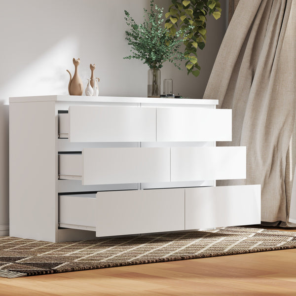 English Elm 19.7-inch Matte Finish 3 Drawer Nightstand Set of 2 Handle Free Modern Bedroom Storage White W3151S00079