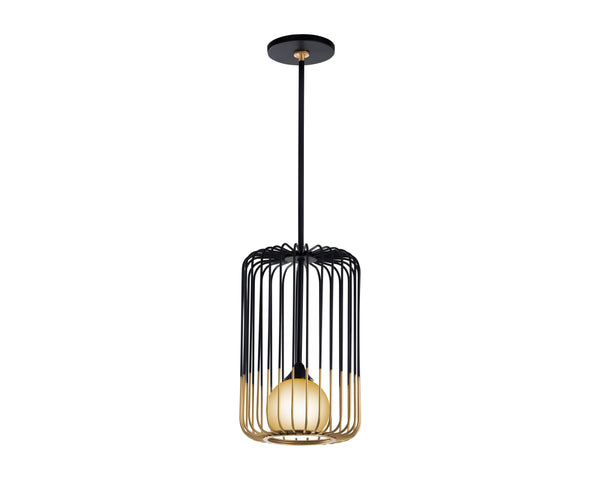 Sunpan Circa Pendant Light - Stunning Industrial Art Deco Design with Misted Glass and Brass Accents Medium - 10.5W x 10.5D x 53.5H