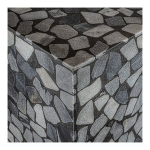 English Elm Kiri Outdoor Accent Table Handcrafted Concrete Marble Plinth for Patio or Terrace B2769P498426