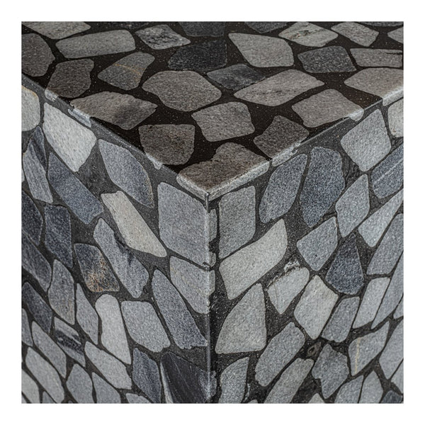English Elm Kiri Outdoor Accent Table Handcrafted Concrete Marble Plinth for Patio or Terrace B2769P498426