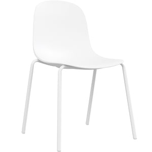 English Elm Modern Plastic Stackable Dining Chair Set of 4 with Ergonomic Seats, Sturdy Metal Legs, Easy Assembly for Home and Patio White T3623P380685