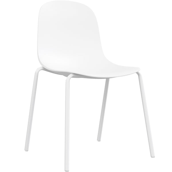 English Elm Modern Plastic Stackable Dining Chair Set of 4 with Ergonomic Seats, Sturdy Metal Legs, Easy Assembly for Home and Patio White T3623P380685