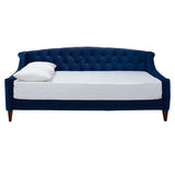 English Elm Lucy Upholstered Button Tufted Sofa Bed, Navy Blue Velvet