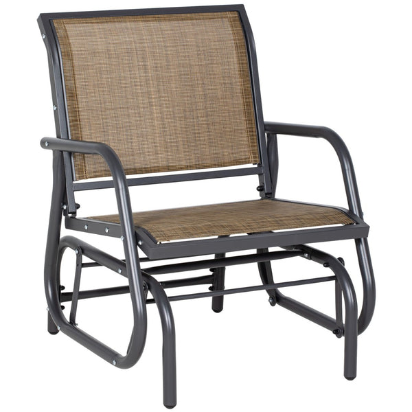 English Elm Outsunny Porch Glider Chair - Durable Steel Frame, Breathable Mesh For Outdoor Comfort & Relaxation W2225P217098-GIGA
