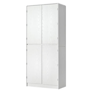English Elm K&k Farmhouse Pantry Cabinet 72 Inch Tall Mdf Cupboard with Adjustable Shelves White N707S000021W