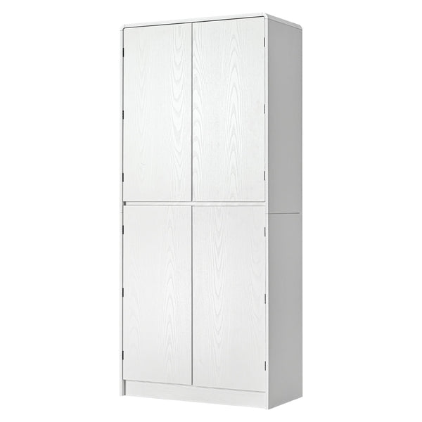 English Elm K&k Farmhouse Pantry Cabinet 72 Inch Tall Mdf Cupboard with Adjustable Shelves White N707S000021W