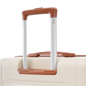 English Elm 2 Piece Abs Hard Shell Spinner Luggage Set with Tsa Lock Expandable Travel Suitcases Khaki+Brown N732P198744K