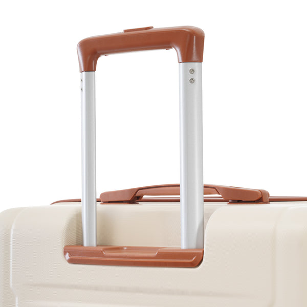 English Elm 2 Piece Abs Hard Shell Spinner Luggage Set with Tsa Lock Expandable Travel Suitcases Khaki+Brown N732P198744K
