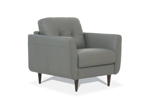 English Elm Radwan Button Tufted Italian Leather Accent Chair with Walnut Tapered Legs B2726P496931