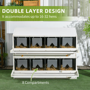 English Elm Pawhut Eight Compartment Fir Wood Roll Out Nesting Box with Perches for Backyard Hens W2225P485578