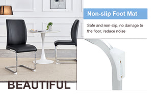 English Elm Luxury Modern Arch Chairs - Set Of 4 Black Pu Upholstered Dining Chairs With Stylish Silver Legs W1151P154857