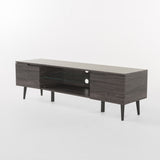 Hearth and Haven Zeniqua TV Stand with Two Cabinets and One Glass Shelf, Grey 57889.00GRY
