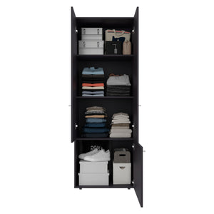 English Elm Home 3 Door Closet System Black – Compact Freestanding Storage with Five Fixed Shelves for Small Rooms and Laundry B070P351124