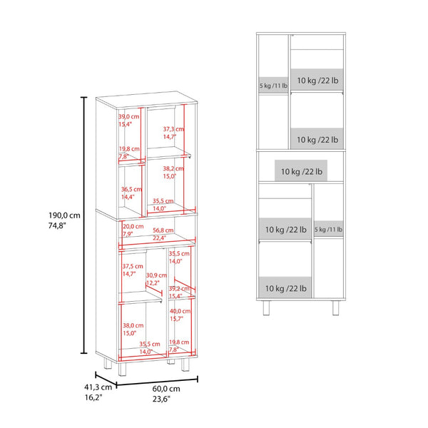 English Elm White Kitchen Pantry With Open Shelving & Concealed Storage For A Tidy, Modern Kitchen Space B062P323174-GIGA