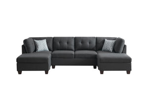 English Elm Upholstered Modular Sectional with Dual Chaise Button Tufted Contemporary Living Room Sofa Dark Gray B2730S00066