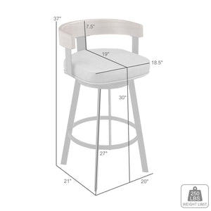 English Elm Idris Swivel Barstool with Iron Frame Walnut Footrest and Faux Leather Seat B2736P464815