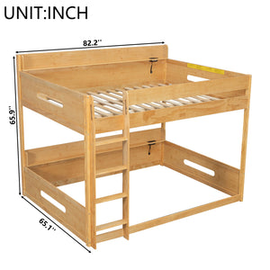 English Elm Queen Over Pine Bunk Bed with Built-in Shelves and Usb Charging Ports Wood N7090002238D