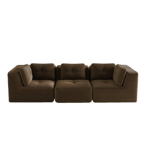 English Elm Modern Corduroy Sectional Sofa Tufted Modular Deep Seat Living Room Couch Brown W714S01807