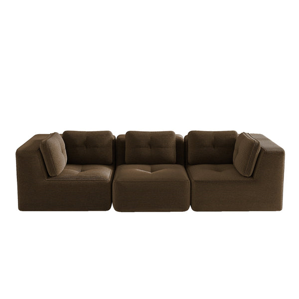 English Elm Modern Corduroy Sectional Sofa Tufted Modular Deep Seat Living Room Couch Brown W714S01807