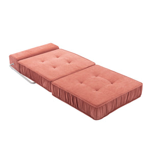 English Elm Green Chenille Floor Sofa Convertible Futon Chair with Modular Sleeping Support Orange W3612P376633