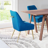 Maxine Dining Chair Navy Blue & Gold 109715 Zuo Modern