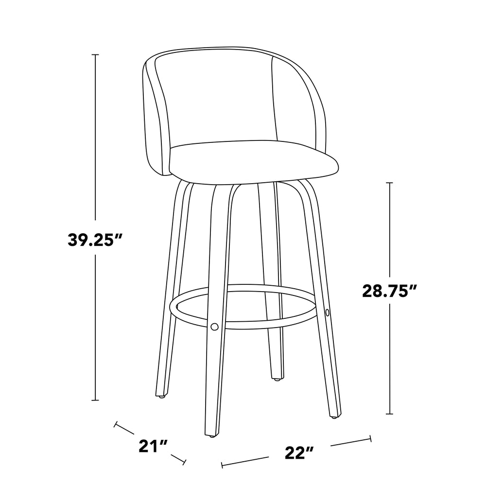 English Elm Fixed-height Swivel Barstools Walnut Bentwood Faux Leather Seat Chrome Footrest Set B202S01853