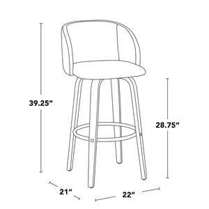 English Elm Fixed-height Swivel Barstools Walnut Bentwood Faux Leather Seat Chrome Footrest Set B202S01853