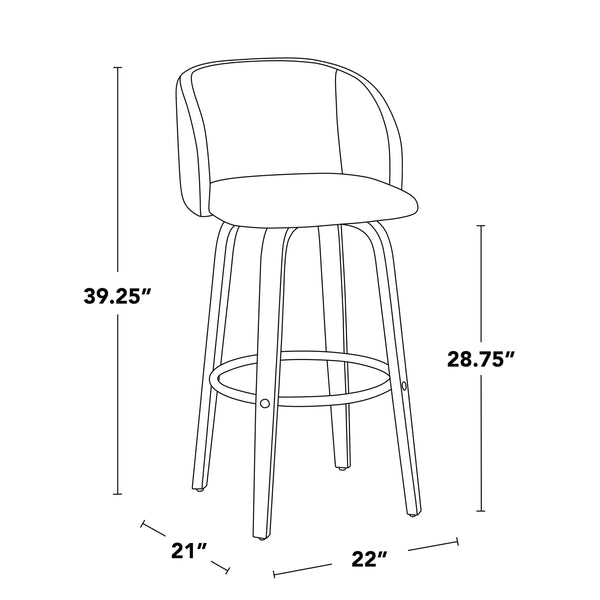 English Elm Fixed-height Swivel Barstools Walnut Bentwood Faux Leather Seat Chrome Footrest Set B202S01853