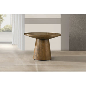 English Elm 22 Sculptural Terra End Table with Pedestal Base, Beveled Top for Modern Minimalist Living Spaces Walnut 13.5 L x 13.5 W x 16 H B011S01871