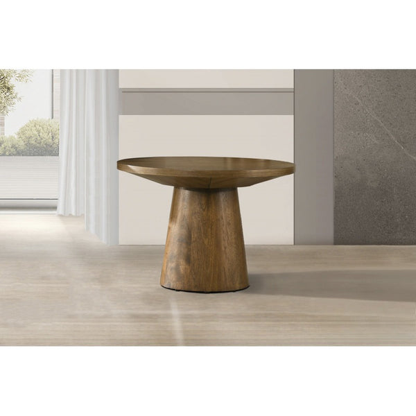 English Elm 22 Sculptural Terra End Table with Pedestal Base, Beveled Top for Modern Minimalist Living Spaces Walnut 13.5 L x 13.5 W x 16 H B011S01871