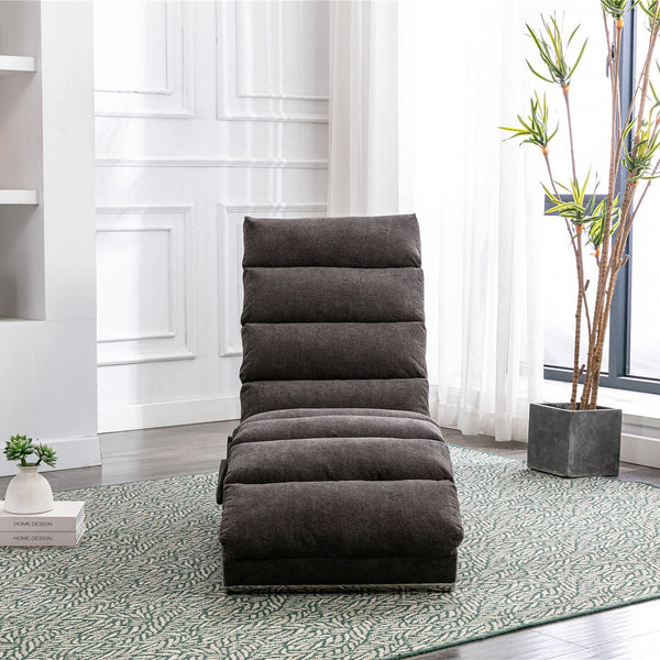 English Elm Linen Ergonomic Massage Chaise Lounge with Remote Control, 140° Recline, Heavy-Duty Frame, 5 Modes Dark Gray W39539626