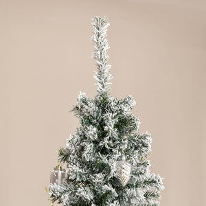 English Elm Homcom 7.5' Snow-Flocked Slim Artificial Christmas Tree - Realistic Branches, Easy Setup & Storage! W2225P249660