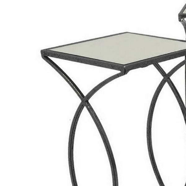 English Elm Buckley Black Metal Plant Stand with Mirrored Shelves for Glam Living Room Decor B056P416872