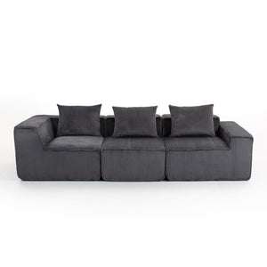 English Elm Modular Corduroy Sectional with Deep Foam Seating Low Profile Living Room Couch W3326S00013