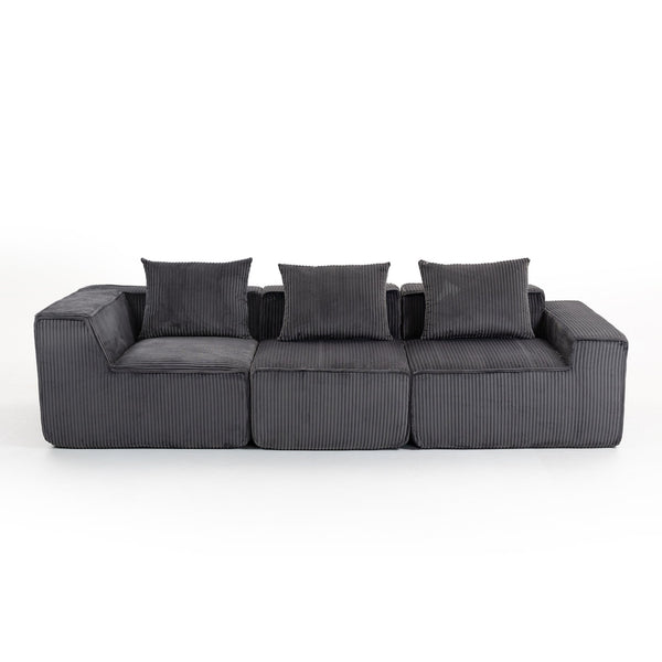 English Elm Modular Corduroy Sectional with Deep Foam Seating Low Profile Living Room Couch W3326S00013