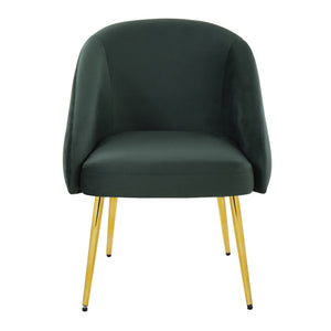 English Elm Contemporary Velvet Accent Chair with Gold Metal Legs for Living Room Decor Green B202P223651