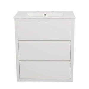 English Elm Christopher Knight Home® - 60" Double Sinks Bathroom Vanity Set with Two Ceramic Basins, Soft-Close Drawers, Sleek Handle-Free Design White N817P280550W