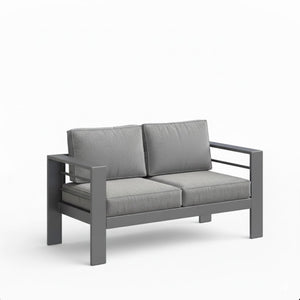 English Elm All-weather 4 Piece Outdoor Conversation Set Iron Frame Olefin Cushions Patio Seating Gray B082S00106