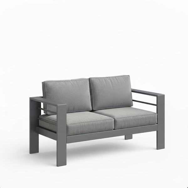 English Elm All-weather 4 Piece Outdoor Conversation Set Iron Frame Olefin Cushions Patio Seating Gray B082S00106